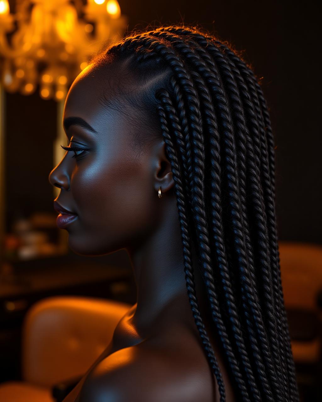 Senegalese twists braiding style close-up